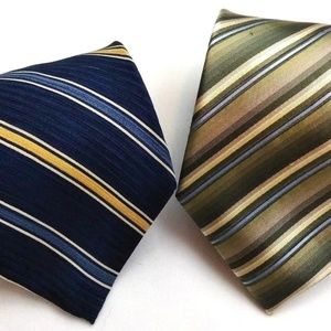 Van Heusen Mens Striped 100% Silk Tie - Lot of 2
